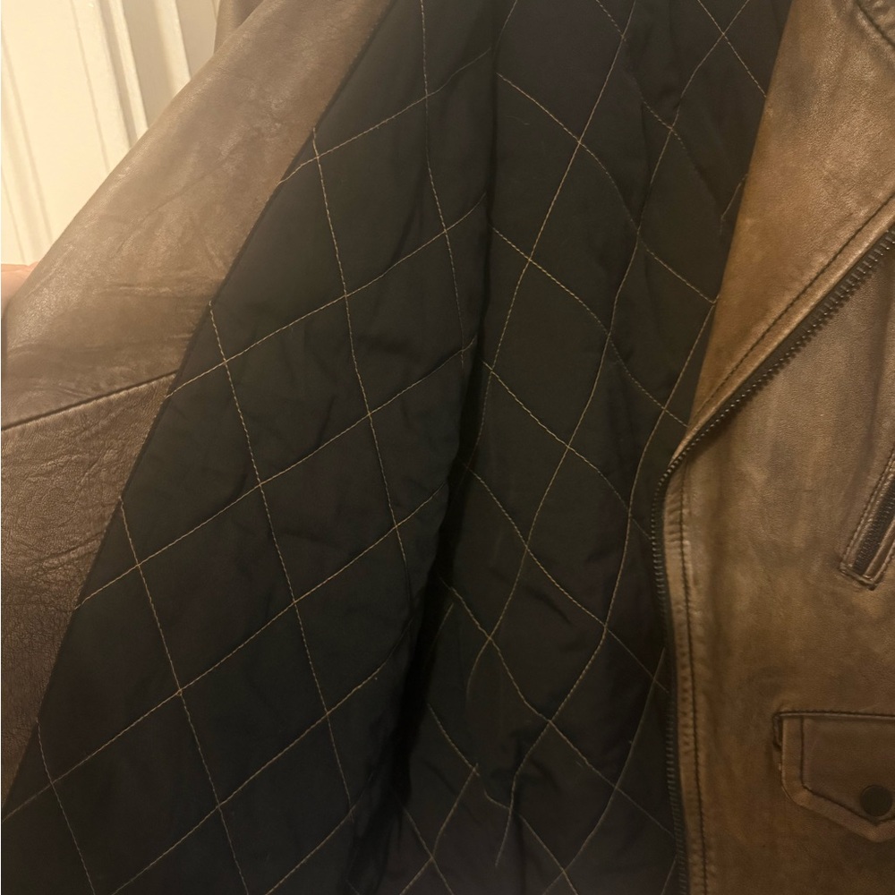 Free People We The Free Over You Brown Oversized Leather Leopard Moto Jacket - Picture 11 of 13